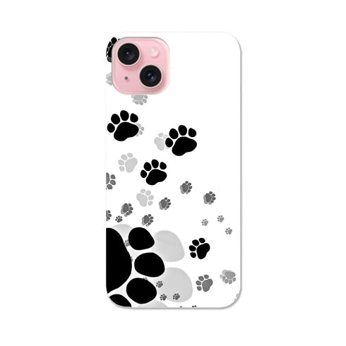 iPhone15 6.1 inch TPU Universal for all carriers Smartphone cover case Smartphone case Smartphone cover TPU soft case 010216 Animal paw print White Black