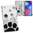 iPhone 15 6.1 inch notebook-style case with printed interior, cover, compatible with all carriers, notebook-style case, magnetic, closes snugly, leather case, card storage, pocket, 010216, animal, paw print, white, black