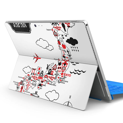 Surface Pro7 (2019) Pro6 Pro2017 pro4 用 スキンシール igsticker サーフェス ノートブック ノートパソコン カバー ケース フィルム ステッカー アクセサリー 保護 014136 日本 地図